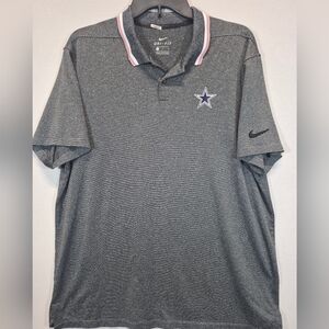 Nike Dri-FIT Dallas Cowboys Men’s Large Polo Shirt Gray Striped NFL Football